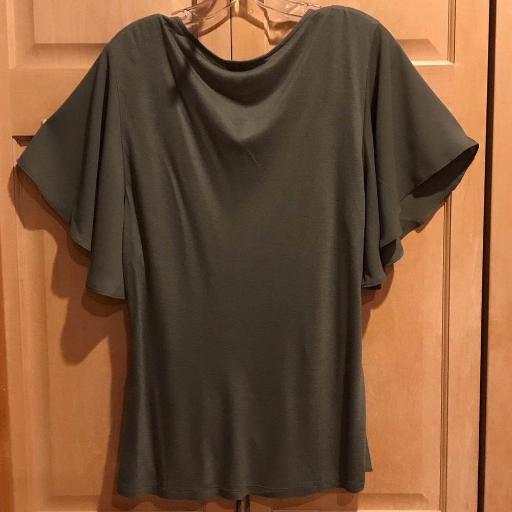 New INC International Concepts Olive Ruched Blouse - Picture 6 of 7